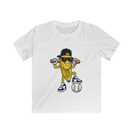 Cool Kids Tee with Sporty Banana Design, Fun Gift for Baseball Lovers, Birthday Party Apparel, Summer Casual Wear, Trendy Youth Shirt