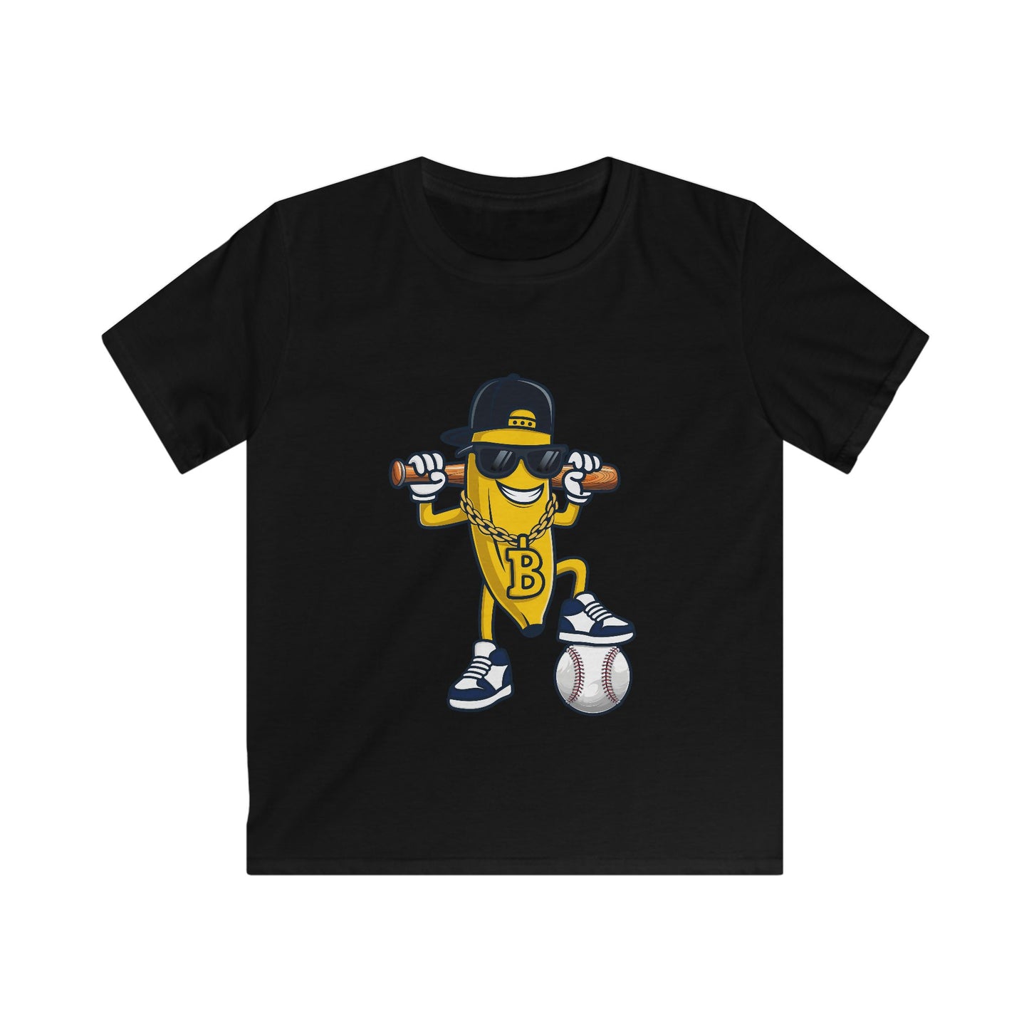 Cool Kids Tee with Sporty Banana Design, Fun Gift for Baseball Lovers, Birthday Party Apparel, Summer Casual Wear, Trendy Youth Shirt