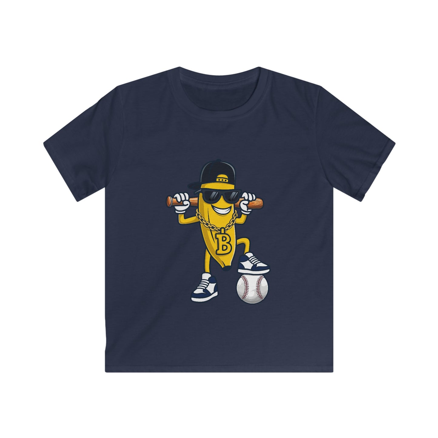 Cool Kids Tee with Sporty Banana Design, Fun Gift for Baseball Lovers, Birthday Party Apparel, Summer Casual Wear, Trendy Youth Shirt
