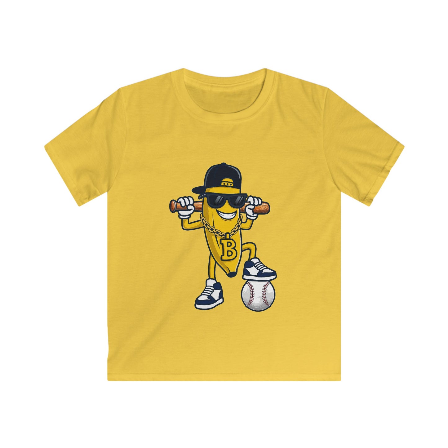 Cool Kids Tee with Sporty Banana Design, Fun Gift for Baseball Lovers, Birthday Party Apparel, Summer Casual Wear, Trendy Youth Shirt