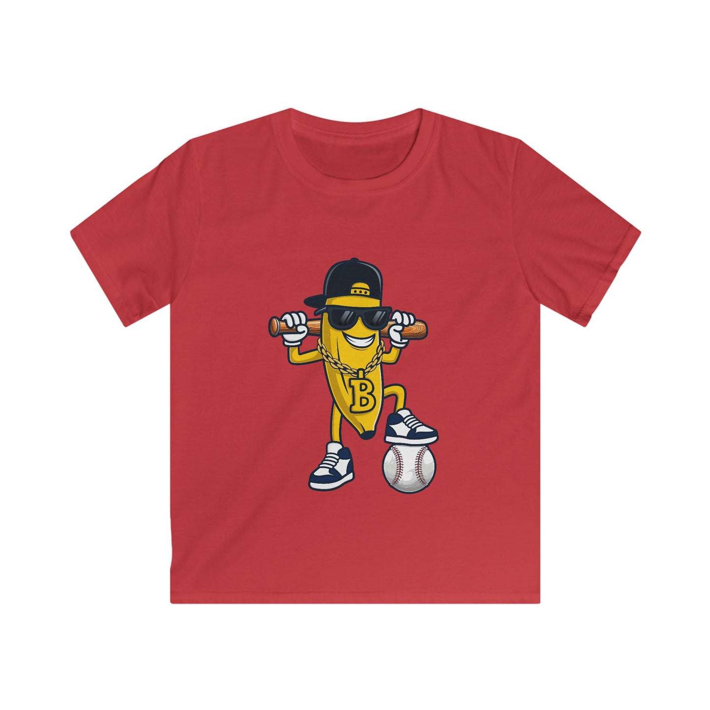 Cool Kids Tee with Sporty Banana Design, Fun Gift for Baseball Lovers, Birthday Party Apparel, Summer Casual Wear, Trendy Youth Shirt