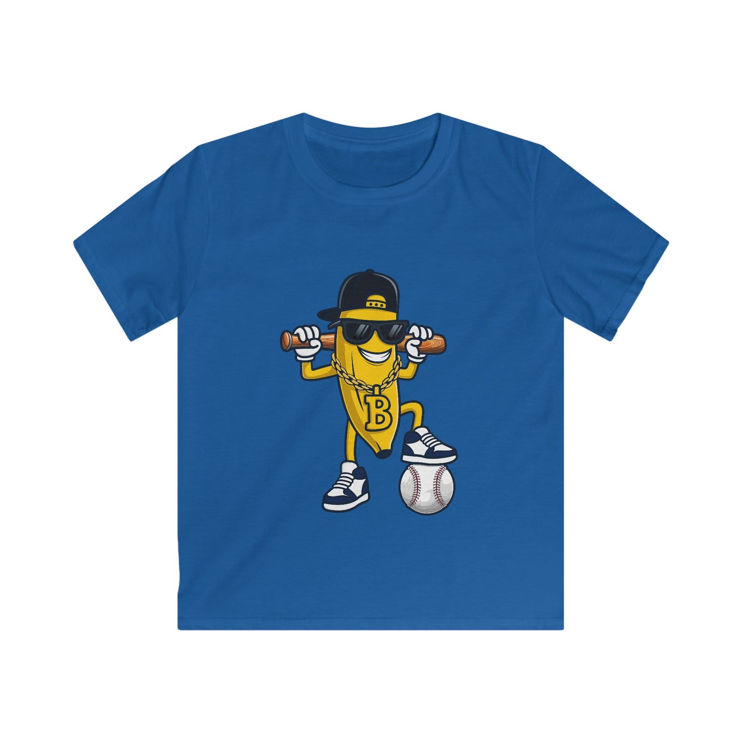 Cool Kids Tee with Sporty Banana Design, Fun Gift for Baseball Lovers, Birthday Party Apparel, Summer Casual Wear, Trendy Youth Shirt