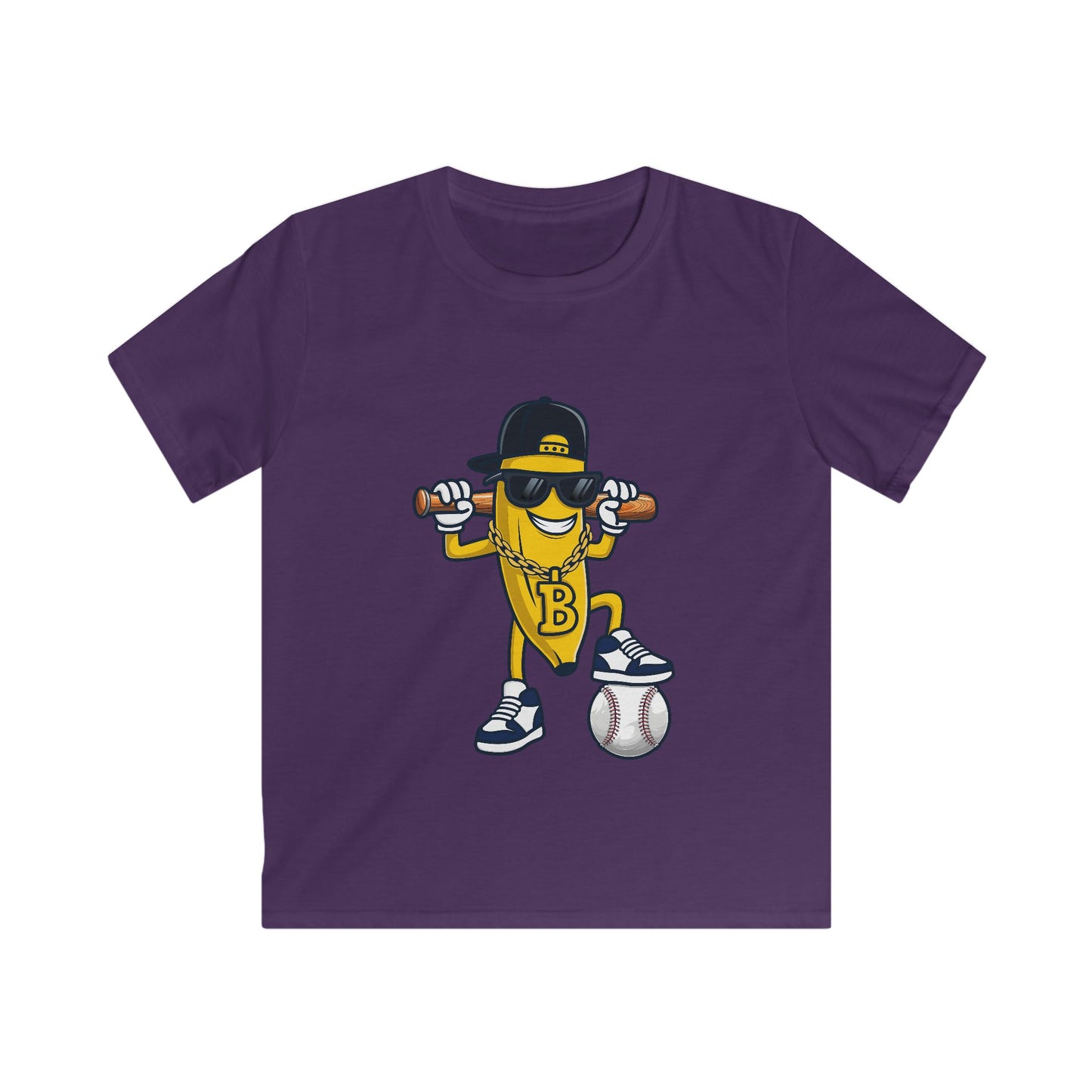 Cool Kids Tee with Sporty Banana Design, Fun Gift for Baseball Lovers, Birthday Party Apparel, Summer Casual Wear, Trendy Youth Shirt